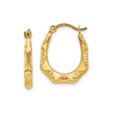 14k Yellow Gold Designer Oval Hoop Earrings, 17x14mm